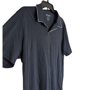 Todd Snyder Polo Shirt Mens Medium Navy Blue Short Sleeve Homespun Jersey Adult